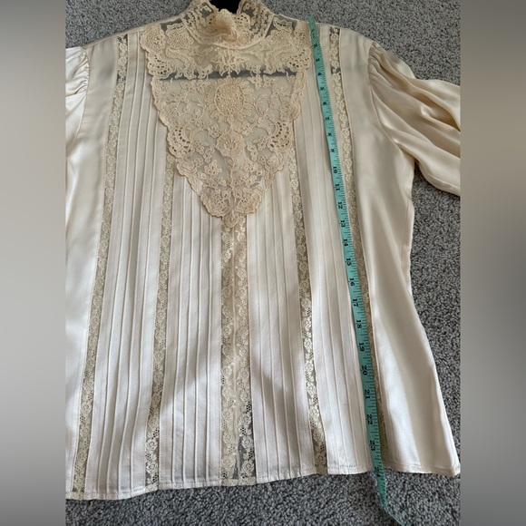 Vintage RALPH LAUREN Blue Label Lace Long Sleeve Blouse Size 6 - Picture 8 of 14